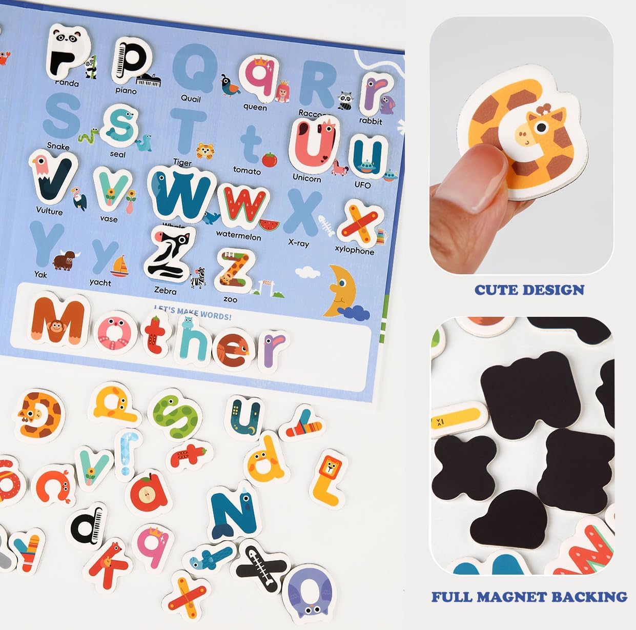 Magnetic Letters Alphabet ABC Magnets Uppercase Lowercase Letters Matching Puzzle Book Educational Preschool Learning Spelling Games Toy for Toddlers Kids 3 4 5 Years Old